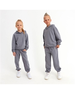 Костюм детский (худи, брюки), серый, рост 122 см Minaku