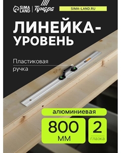 Линейка-уровень, металлическая, пластиковая ручка, 2 глазка, 800 мм Tundra