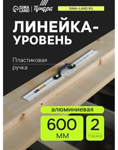 Линейка-уровень, металлическая, пластиковая ручка, 2 глазка, 600 мм Tundra
