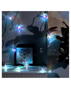 Гирлянда «Нить» 2.5 м с насадками «Птички», IP20, прозрачная нить, 10 LED, свечение белое, 220 В Luazon lighting