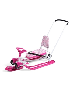 Снегокат «Котики», с родительской ручкой, со спинкой, розовый, ТС6-СЛ/К Snow cat