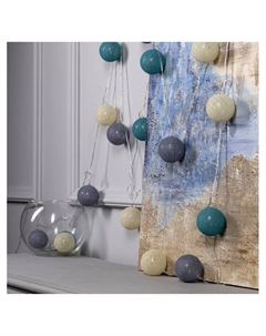 Гирлянда - нить, 5 м с насадками «Клубки серо-зелёные», IP20, прозрачная нить, 20 LED, свечение белое, 220 В Luazon lighting