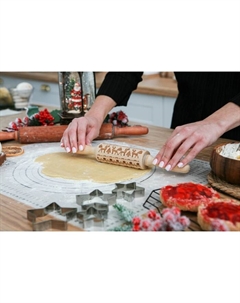 Скалка новогодняя, фигурная, 30×4 см, рабочая часть 11.5 см, вращающаяся Доляна