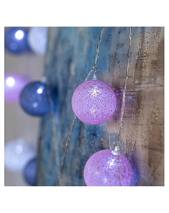 Гирлянда «Нить» 5 м с насадками «Клубки серо-розовые», IP20, прозрачная нить, 20 LED, свечение белое, 220 В Luazon lighting