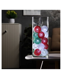 Гирлянда-нить, 5 м с насадками «Клубки лесные», IP20, прозрачная нить, 20 LED, свечение белое, 220 В Luazon lighting