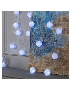 Гирлянда - нить, 5 м с насадками «Клубки белоснежные», IP20, прозрачная нить, 20 LED, свечение белое, 220 В Luazon lighting