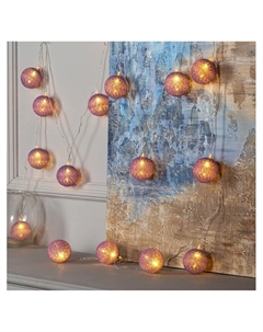 Гирлянда - нить, 5 м с насадками «Клубки фиолетовые», IP20, прозрачная нить, 20 LED, свечение тёплое белое, 220 В Luazon lighting