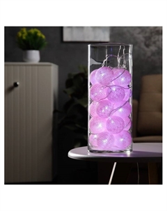 Гирлянда - нить, 5 м с насадками «Клубки розовые», IP20, прозрачная нить, 20 LED, свечение белое, 220 В Luazon lighting