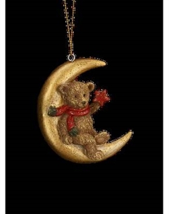 Подвеска новогодняя Gisela Graham Nostalgia. Мишка Тедди на Луне / 17361 Gisela graham