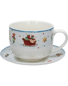 Чашка с блюдцем Andrea Fontebasso New Milk & Coffee Christmas Time. Санки / NL6856EM250 Andrea fontebasso