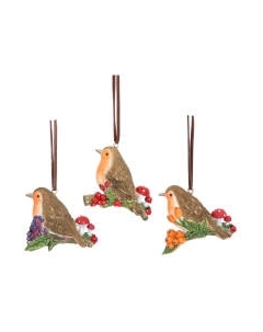 Елочная игрушка Gisela Graham Woodland Wildlife. Снегирь на мыльном пузыре / 13839 Gisela graham