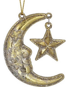 Елочная игрушка Gisela Graham Celestial. Луна с золотой звездой / 16533 Gisela graham