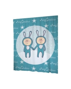 Шторка-занавеска для ванны JoyArty Новогодние братишки-зайчишки / sc_78082 Joyarty