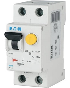 Дифференциальный автомат Eaton PFL6 1P+N 10А 30мА В 6кА 2М / 286429