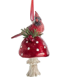 Елочная игрушка Kurt S. Adler Кардинал на мухоморе / D3929 Kurt s. adler