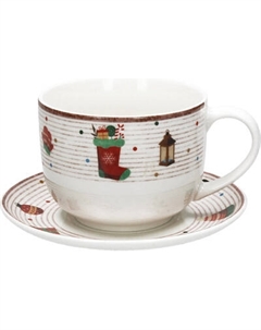 Чашка с блюдцем Andrea Fontebasso New Milk&Coffee Christmas Time Рождественск. носок / NL6856FM250 Andrea fontebasso