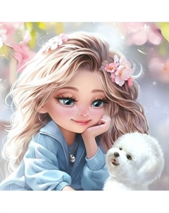Набор алмазной вышивки Феникс+ Блондинка с собачкой / 71356 Feniks