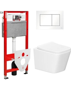 Унитаз подвесной с инсталляцией Lauter Square 214903 + TECE Kit 9400413 с кнопкой