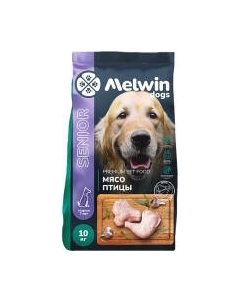Сухой корм для собак Melwin Для собак старше 7 лет с мясом птицы