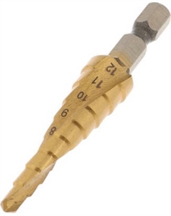 Сверло Tundra Pro ступенчатое HSS TiN спирал. шестигр.хвостовик 4-12мм 4606765