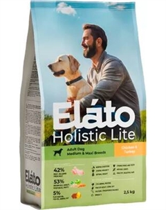 Сухой корм для собак Elato Holistic Lite Для средних и крупных пород с курицей и индейкой
