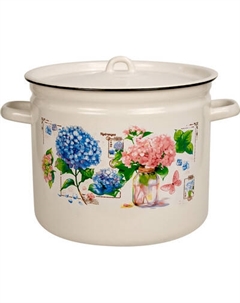 Кастрюля Лысьвенские эмали Букет гортензий С-1621/4ЖмЭК