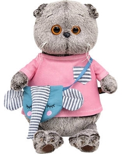 Мягкая игрушка Budi Basa Кот Басик в футболке и с сумочкой-слоником / 10892858 Budi basa