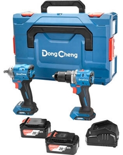 Набор электроинструмента DongCheng Шуруповерт DCJZ2060i + гайковерт DCPB358 / DCKIT28 Dongcheng