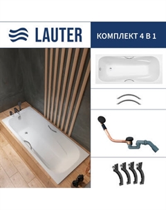 Ванна чугунная Lauter Regina 21014172 / 170x75 с ручками, с сифоном 21Y11021