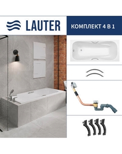 Ванна чугунная Lauter Regina 210141712 / 170x80 с ручками, с сифоном 21Y11010