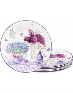 Набор тарелок Elan Gallery Лаванда New Bone China / 420773 Elan gallery