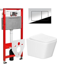 Унитаз подвесной с инсталляцией Lauter Square 214903 + TECE Kit 9400412 с кнопкой