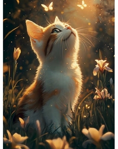 Набор алмазной вышивки Феникс+ Котенок и бабочки / 71372 Feniks