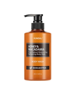 Гель для душа Базилик и Цитрус Honey & Macadamia Body Wash 500 Kundal