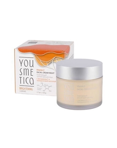 Осветляющий ночной крем для лица с витамином С и гиалуроновой кислотой Facial Night Lightening Cream With Vitamin C and Galuronic Acid 50 Yousmetica