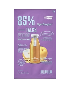 Маска тканевая Talks Vegan питание для истощенной сухой кожи с экстрактами дикой груши и колокольчика 27 Missha