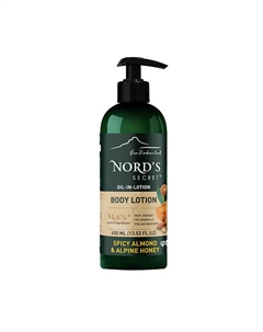 Лосьон для тела увлажняющий с эфирным маслом "Пряный миндаль и альпийский мед" Spicy Almond & Alpine Honey Body Lotion 400 Nord's secret