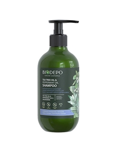 Шампунь безсульфатный натуральный себорегулирующий с маслами чайного дерева и мяты Tea Tree and Peppermint Essential Oil 475 Biodepo