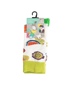 Носки унисекс PM398 белый/салатовый Oemen