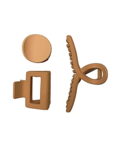 Крабы для волос НАБОР 3 шт soft touch коричневый Monte vita