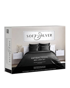 Антибактериальный комплект постельного белья «Икра» (черный), коллекция Diamond, евро Soft silver
