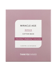 Маска для лица тканевая антивозрастная восстанавливающая Miracle Age Repair Cotton Mask 25 Thank you farmer