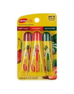 Набор бальзамов для губ ассорти в тубе (вишня, клубника, мятный леденец) SPF 15 Carmex