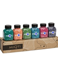 Набор подарочный морская соль для ванны цветная с блестящим шиммером, 6 разных ароматов 1500 Miqti