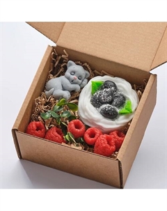 Мыло ручной работы Котик, малина и пирожное 125 Skuina