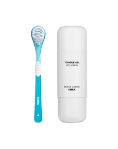 Набор двойной скребок и гель для чистки языка голубой Delicate Cleaning Emra