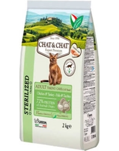 Сухой корм для кошек Chat&Chat Expert для взрослых стерилизованных кошек с мясом птицы Chat&chat