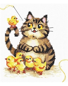 Набор для вышивания Школа талантов Пушистый котик и цыплята / 10732312