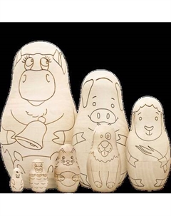 Набор заготовок для творчества Брестская Фабрика Сувениров Матрешки с контурами для раскрашивания / blank7_farm Брестская фабрика сувениров