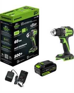 Аккумуляторная дрель-шуруповерт Greenworks DD560 / 3708407CUB